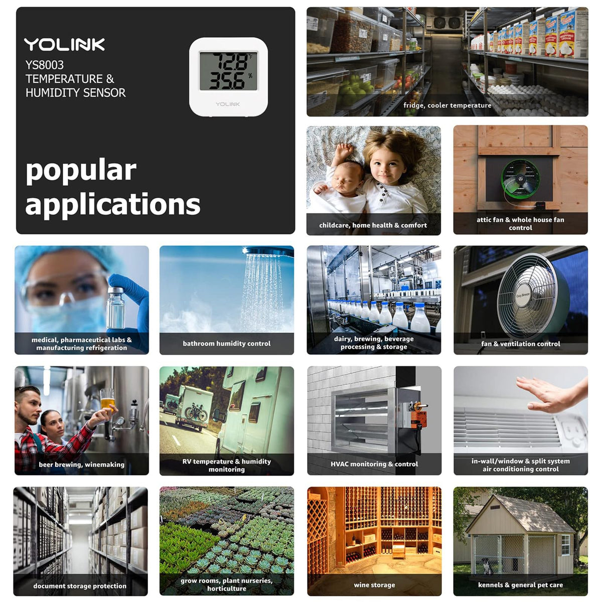 YoLink sensor in fridge demonstrating temperature monitoring