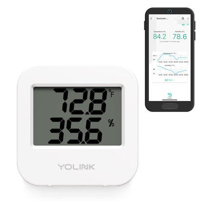 YoLink smart temperature-humidity sensor front view for indoor placement