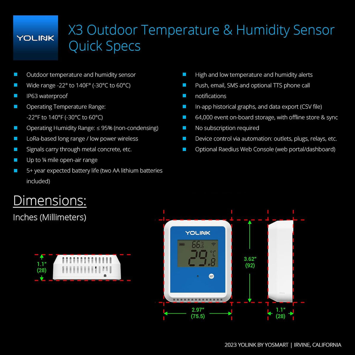 YoLink X3 five-year battery life enables long-term monitoring