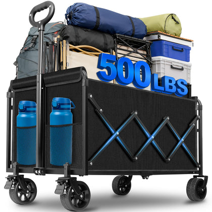 Yollber large-capacity folding wagon ready for camping gear and shopping.