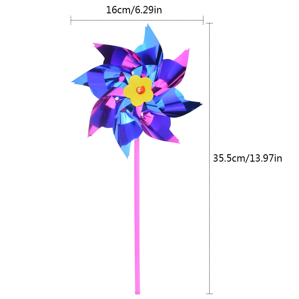 Yolyoo rainbow pinwheel showing 16 cm diameter for garden displays