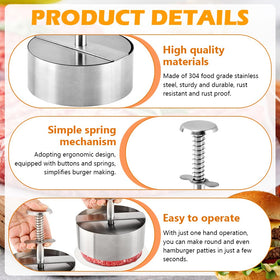 Yonderfume burger press thickness guide keeps patties uniform across batches.