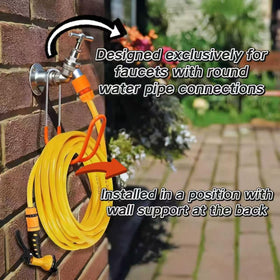 Yoniccal hose holder supports expandable hoses for longer setups