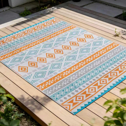 Yonile outdoor plastic straw rug 4x6, portable for picnics and camping.