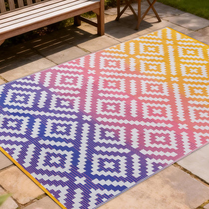 YONILE outdoor rug 5x8 on patio provides comfortable seating and weather resistance.