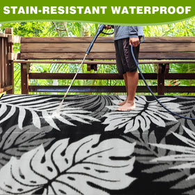 Yonile outdoor rug 6x9 ft reversible straw texture adds versatile style.