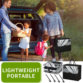 Yonile outdoor rug creates camping or picnic setup anywhere.