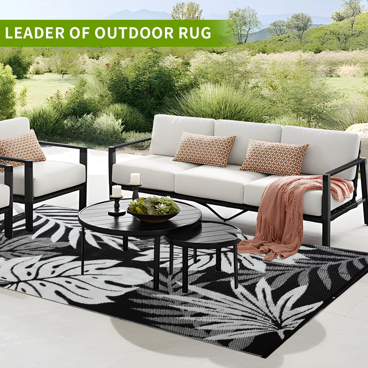 Yonile outdoor rug cleans easily with a quick wipe.