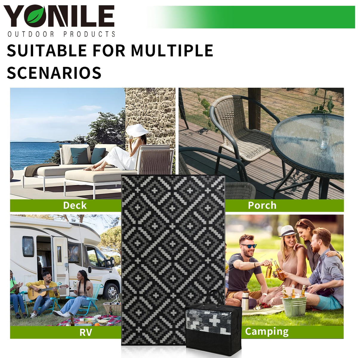 YONILE outdoor rug easy to wipe clean after use