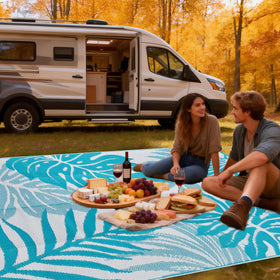 YONILE outdoor rug emphasizes easy cleaning with a quick wipe-down.