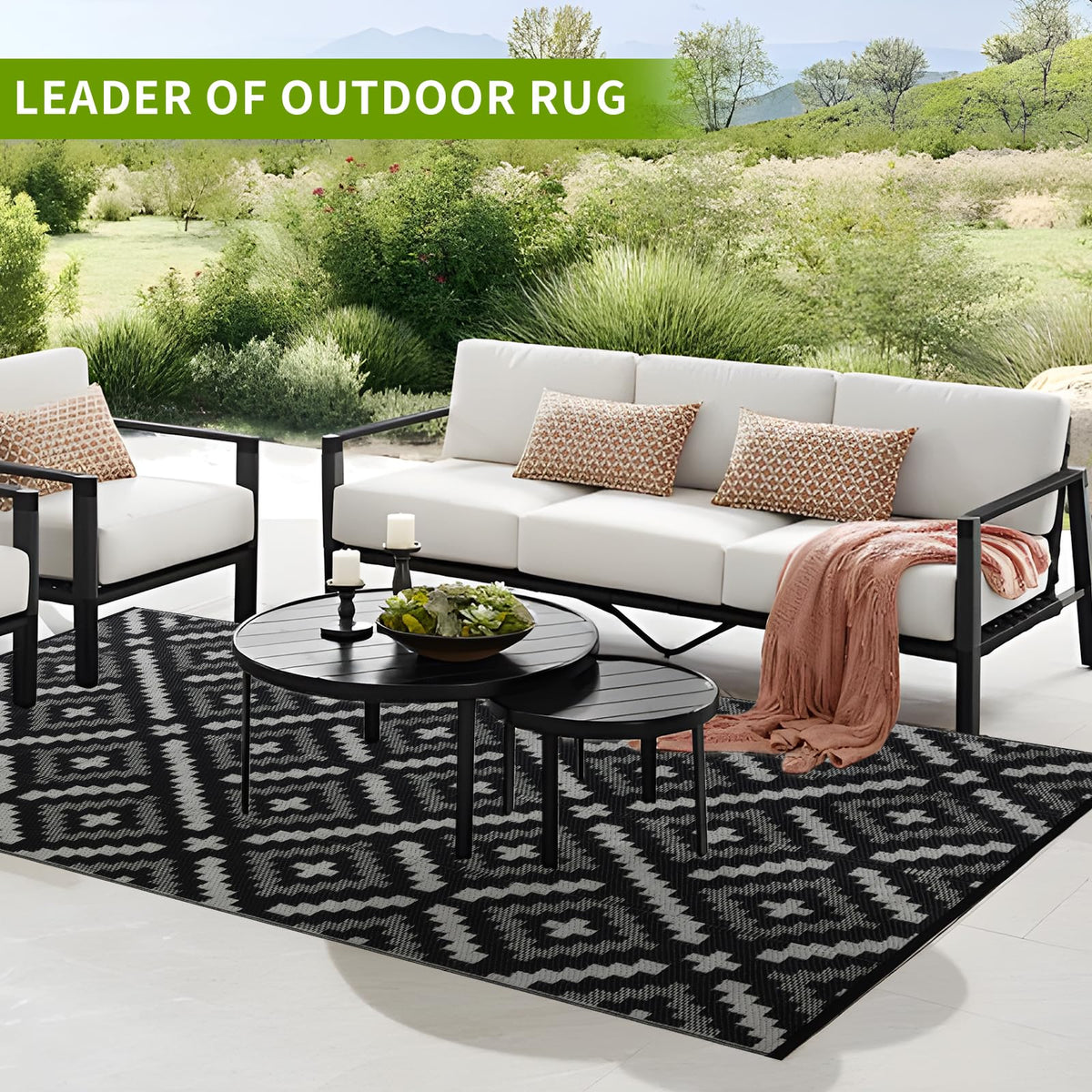 YONILE outdoor rug suitable for indoor and outdoor spaces
