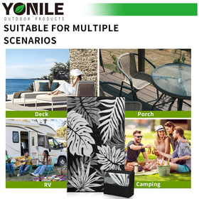 Yonile outdoor rug is ideal for RV trips and portable living.
