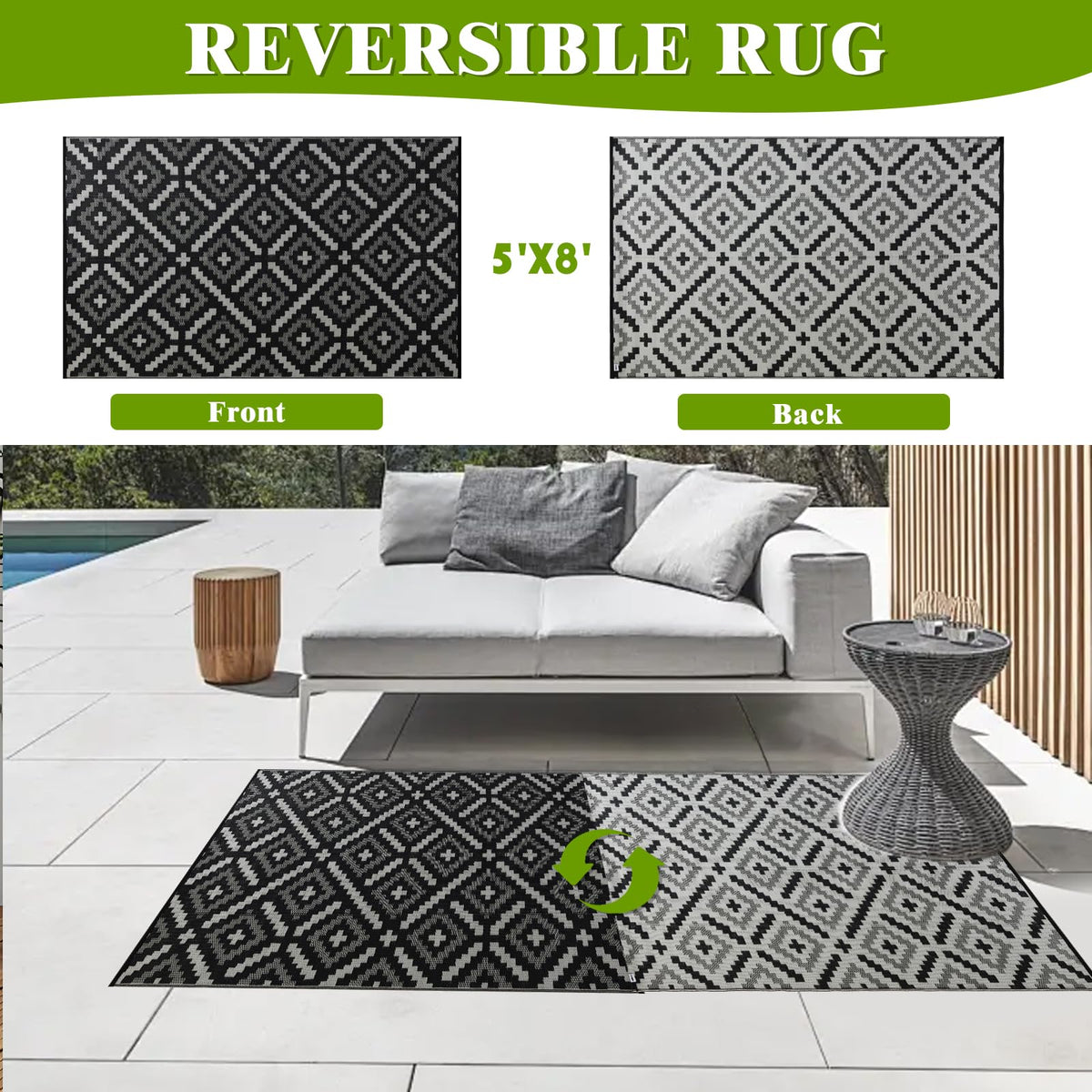 YONILE outdoor rug waterproof and dustproof for outdoor readiness
