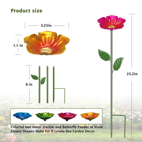 Yonisun bee watering station blue flower design adds color to outdoor spaces