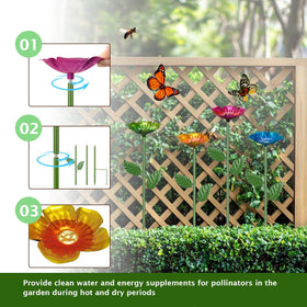 Yonisun bee watering station yellow flower design brightens patios and borders