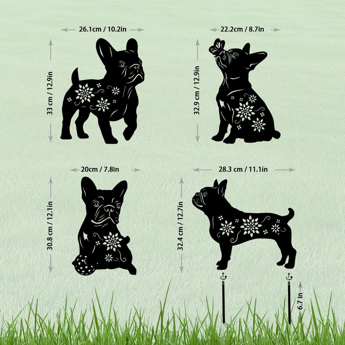 Yonisun Bulldog metal stake patio decor for weatherproof outdoor charm