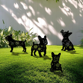 Yonisun Bulldog metal stake front view for durable outdoor lawn decor