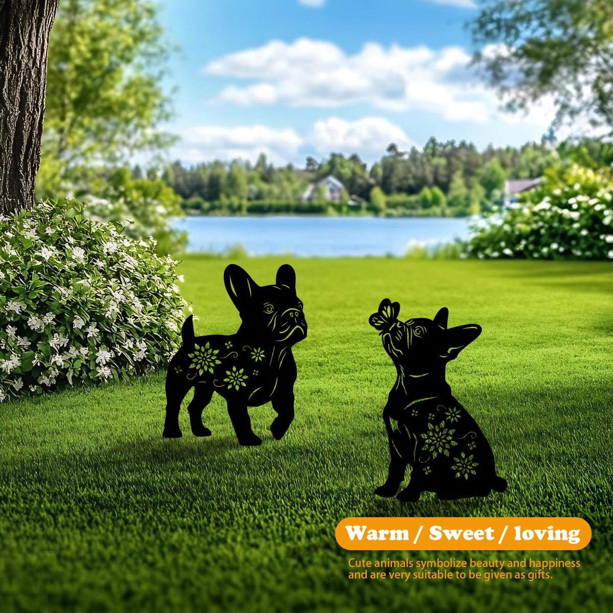 Yonisun Bulldog metal stake side view for sturdy yard accents