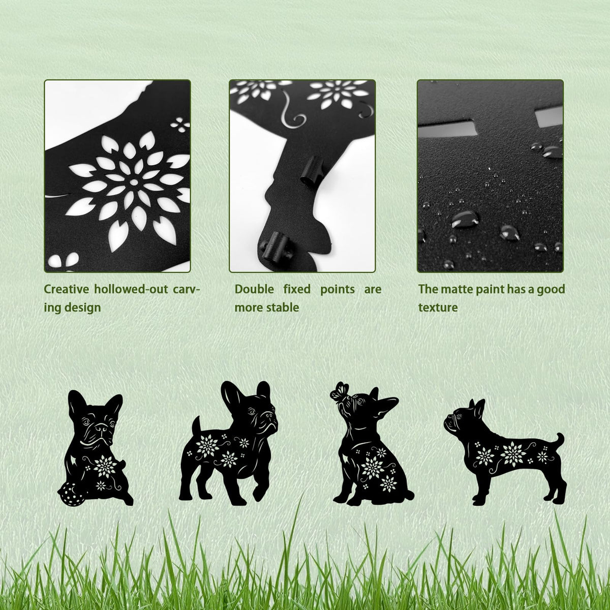 Yonisun Bulldog silhouette garden accents for playful, pet-friendly spaces