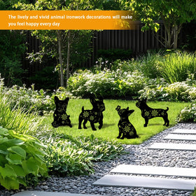 Yonisun Bulldog weatherproof sculpture set for all-season garden decor