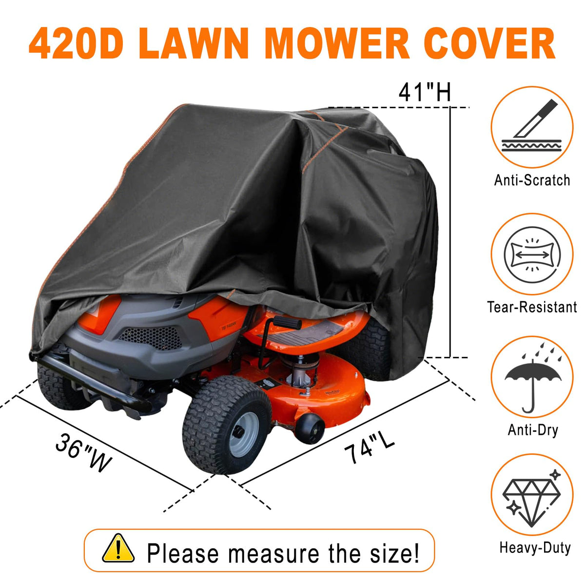 YONQIFON Outdoors mower cover 36in width shielding the mower deck