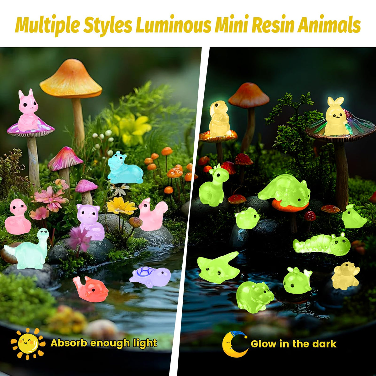 Yonseng glow-in-the-dark resin animals illuminate after light exposure