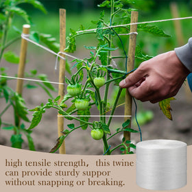 Yoojahow heavy-duty twine supporting mature tomatoes and climbing vines securely