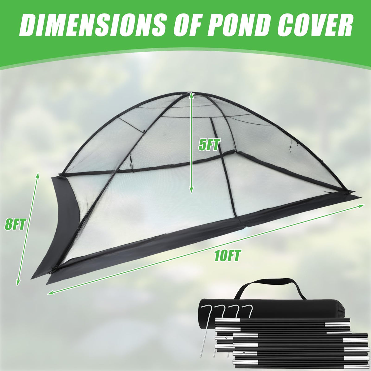 Yoojahow pond cover dome net 8x10 UV-resistant mesh protecting pond and plants.