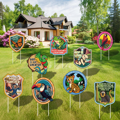 Yookeer rainforest falls yard sign with toucan design for outdoor VBS decoration and photo opportunities