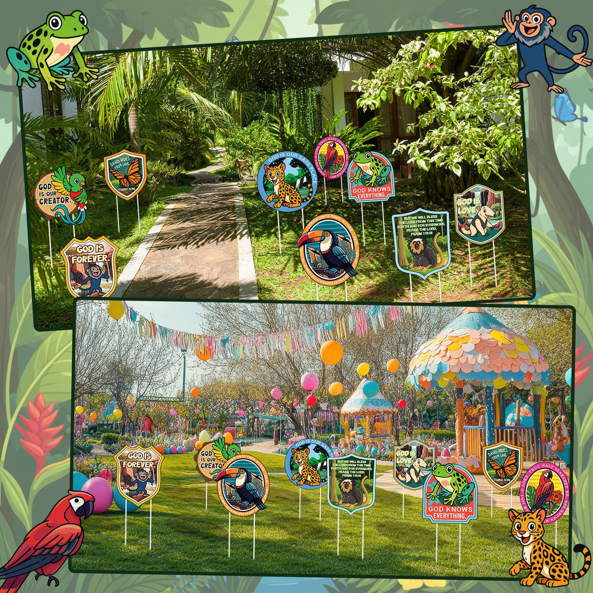 Yookeer rainforest falls yard sign set includes sturdy stakes for durable outdoor displays