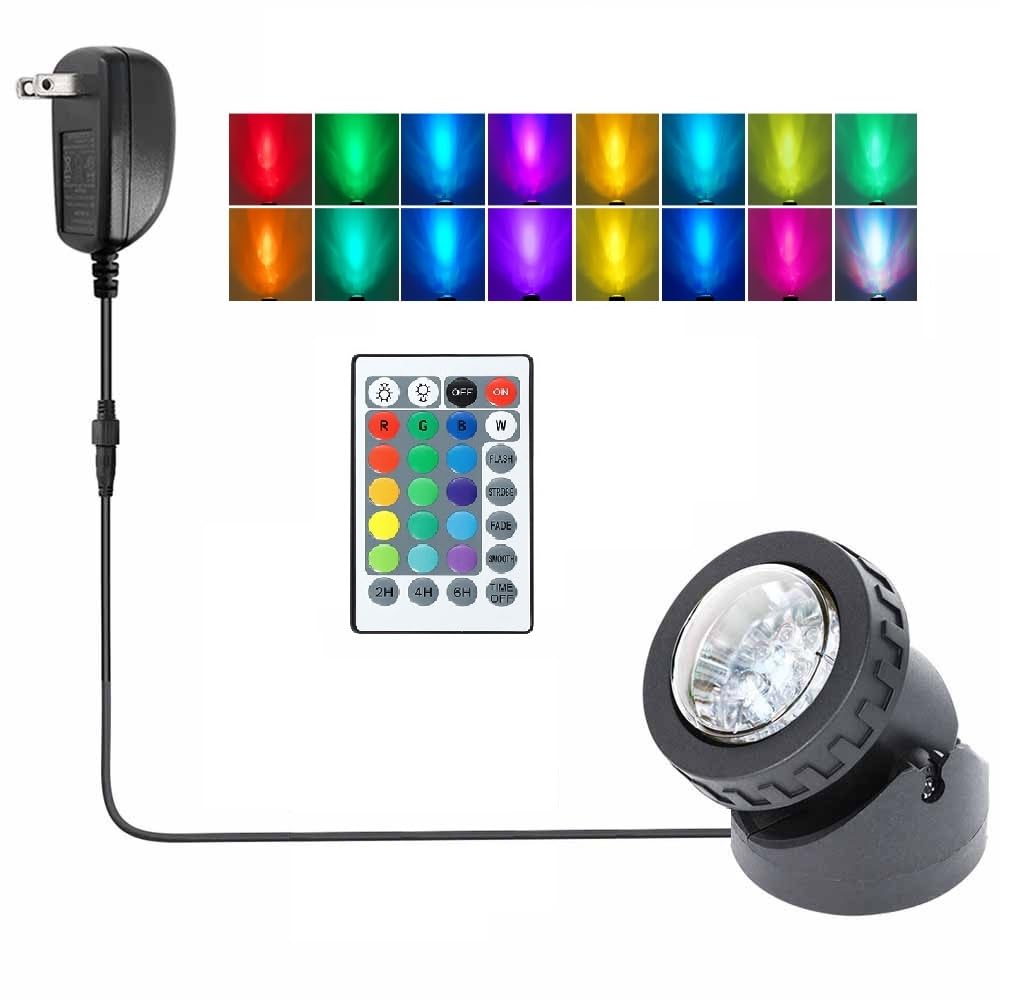 Yoosuml colored pond light submersible for vibrant underwater pond and fountain lighting.