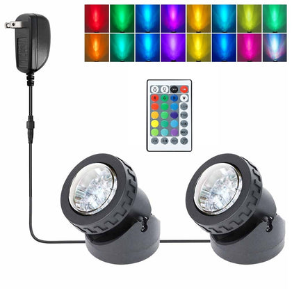 Yoosuml colored pond lights with timer illuminate underwater ponds for ambient evenings.