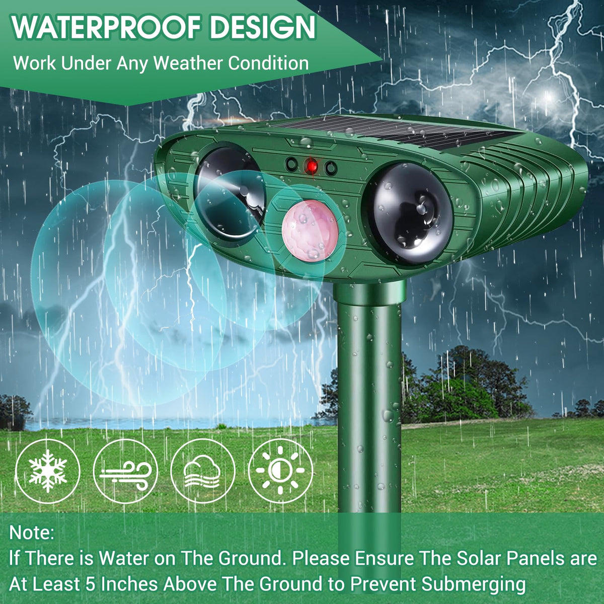 Yooyhhome LED flash indicator deters wildlife at night without harming pets.