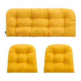 YOOZEKU loveseat cushion in yellow for all weather outdoor seating.