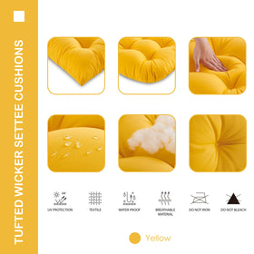 YOOZEKU replacement loveseat cushion in yellow for indoor or outdoor setups.