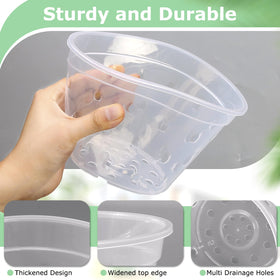 YOPIKUU clear orchid pot showing side and bottom ventilation for healthy airflow.