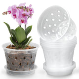 YOPIKUU Orchid Pot 8-Pack, 4-Inch Clear Pots with Holes & Saucers – Indoor/Outdoor
