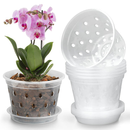 YOPIKUU Orchid Pot 4inch clear view showing root visibility for monitoring moisture