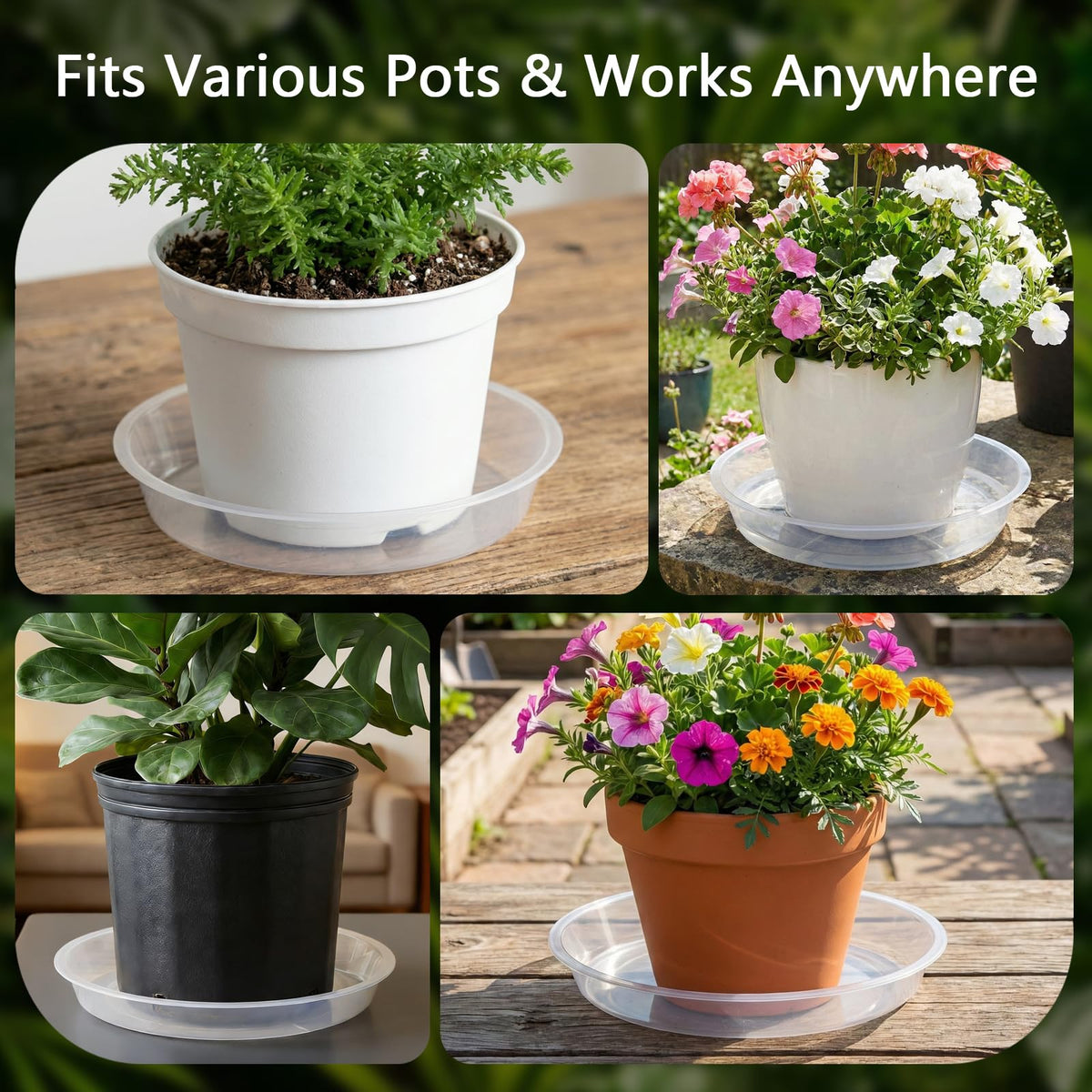 YOPIKUU plant saucer 15-inch clear; ideal for big planters and outdoor use.
