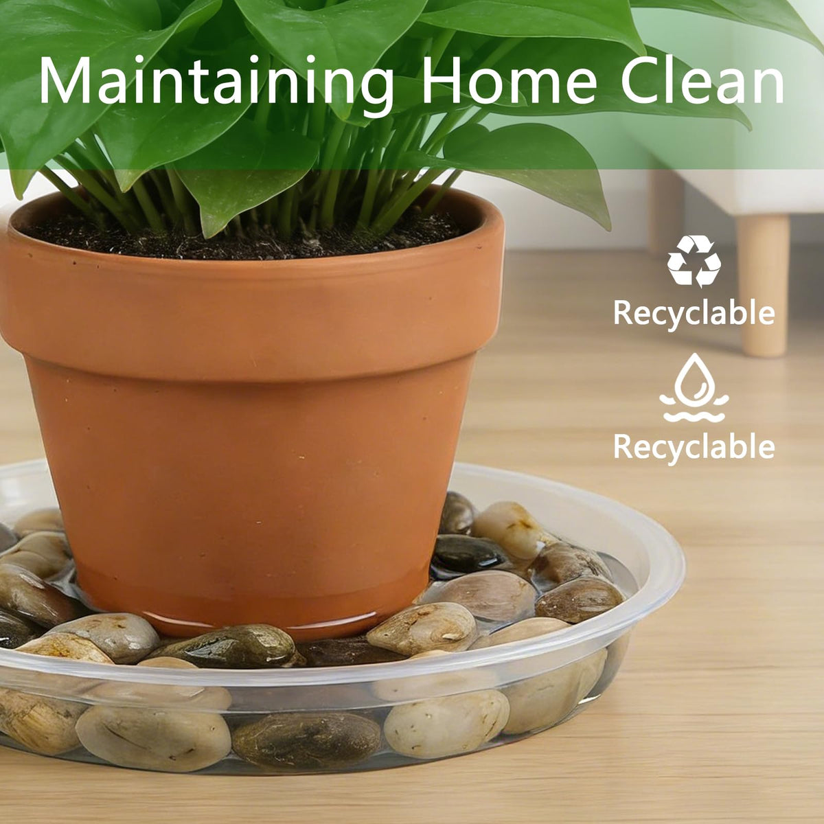 YOPIKUU plant saucer 7-inch clear; versatile tray for indoors and outdoors.
