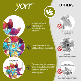 Yorr pinwheels are durable and waterproof in a fade-proof PP material.