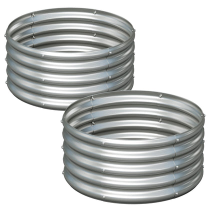 Yortrek galvanized raised bed front view: two-pack ready for vegetables