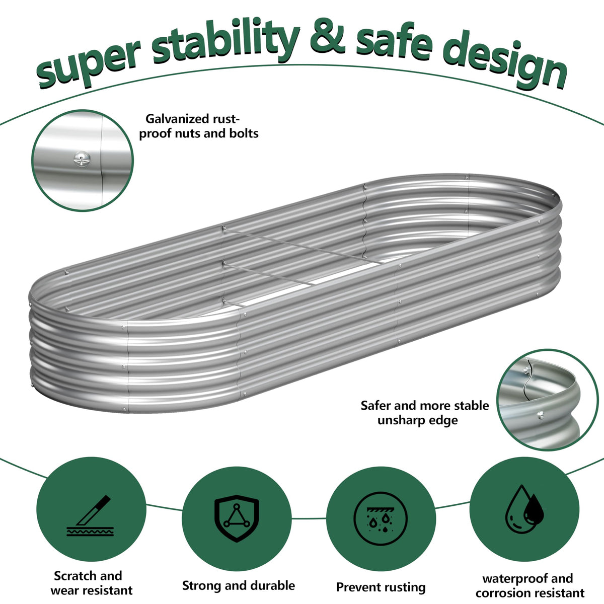 Yortrek galvanized raised bed bottomless drainage highlights soil permeability.