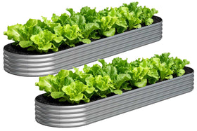 Yortrek galvanized raised garden bed outdoor 2-pack in silver for durable planting