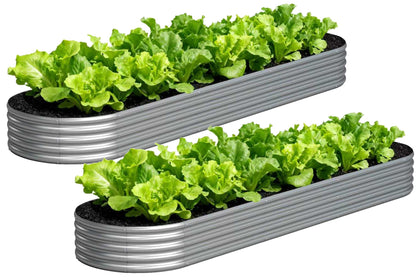 Yortrek galvanized raised garden bed outdoor 2-pack in silver for durable planting
