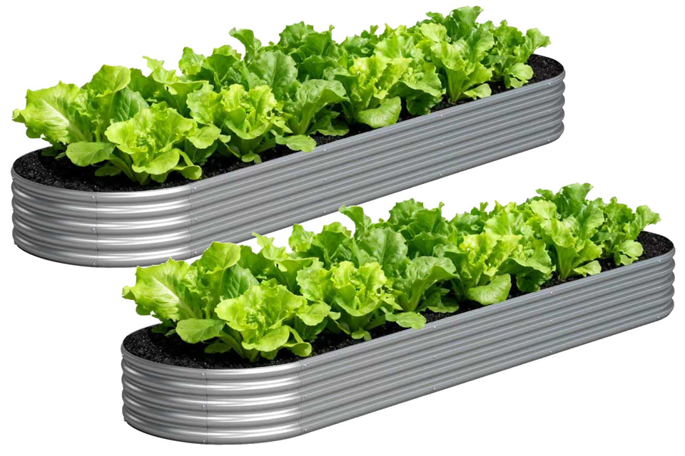 Yortrek galvanized raised garden bed outdoor 2-pack in silver for durable planting