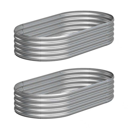 Yortrek galvanized raised garden bed side view showing durable outdoor growing space