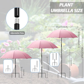 YOSN plant umbrella height-adjustable from 19.6 to 35.4 inches for tall plants.