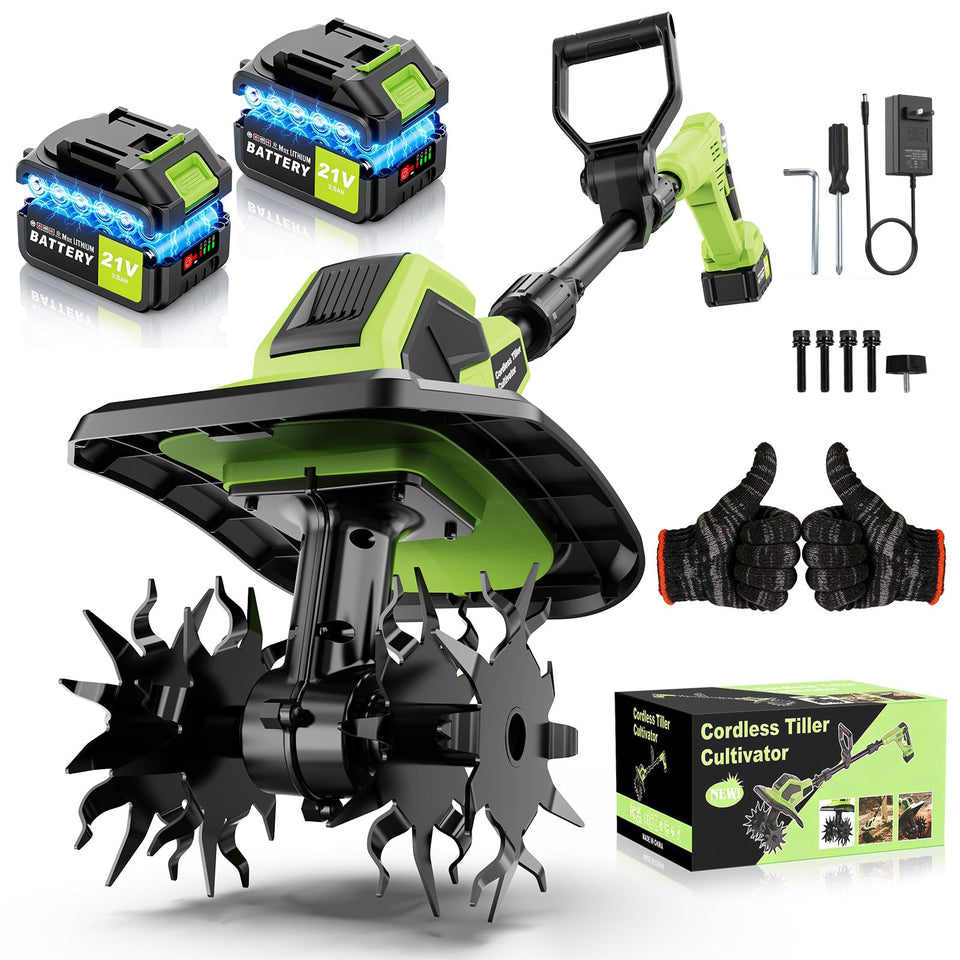 Yospinber cordless rototiller showcases compact design for easy soil prep