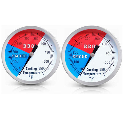 YOTOM BBQ thermometer 2-pack with 2-inch dials for precise grill temperature reads.